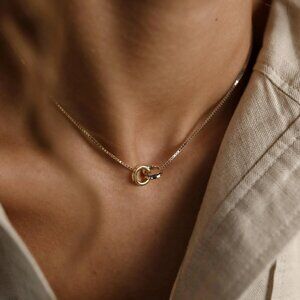 Caitlyn Minimalist Dainty Mixed Metals Interlocking Circles Necklace
